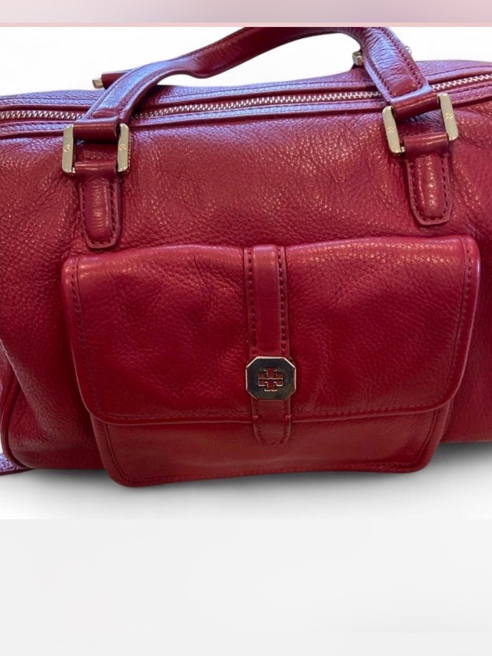 Tory Burch Cherry Red Leather Satchel
